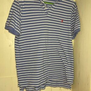 RALPH LAUREN Navy and White Striped Polo missing tag size medium men’s
